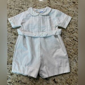 Adorable Vintage 70s 80s Baby Boy White Christening Wedding Romper 6M 13-16 lbs